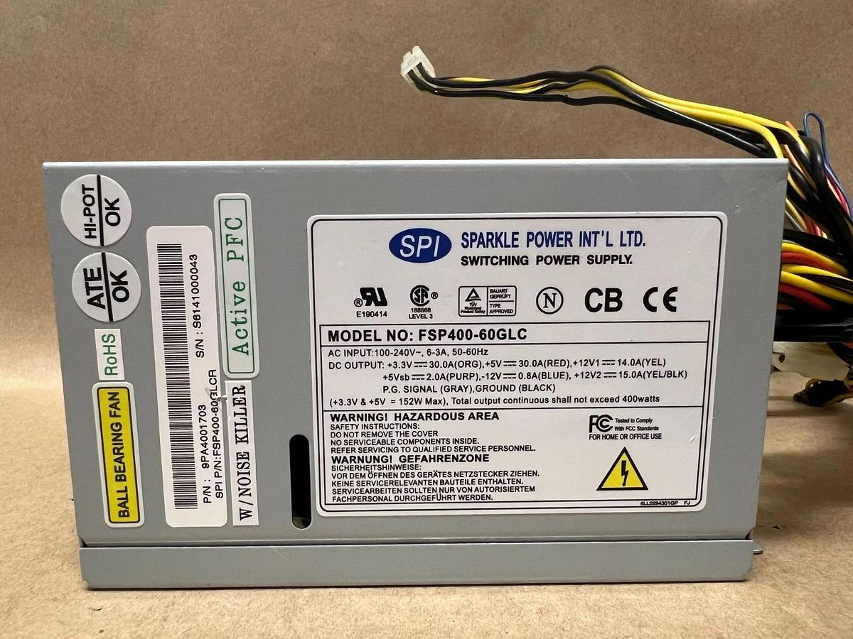 Used SPI FSP400-60GLC 100-240V, 6-3A, 50-60Hz, Switching Power Supply