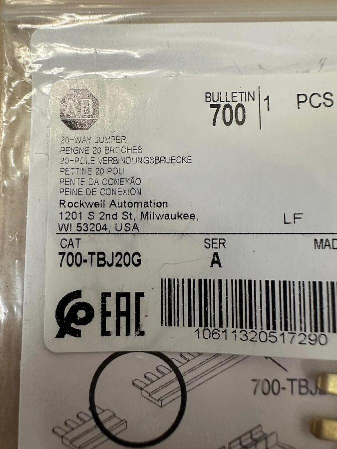 Used Allen Bradley 700-TBJ20G 20 Way Connection Jumper - Lot of 6