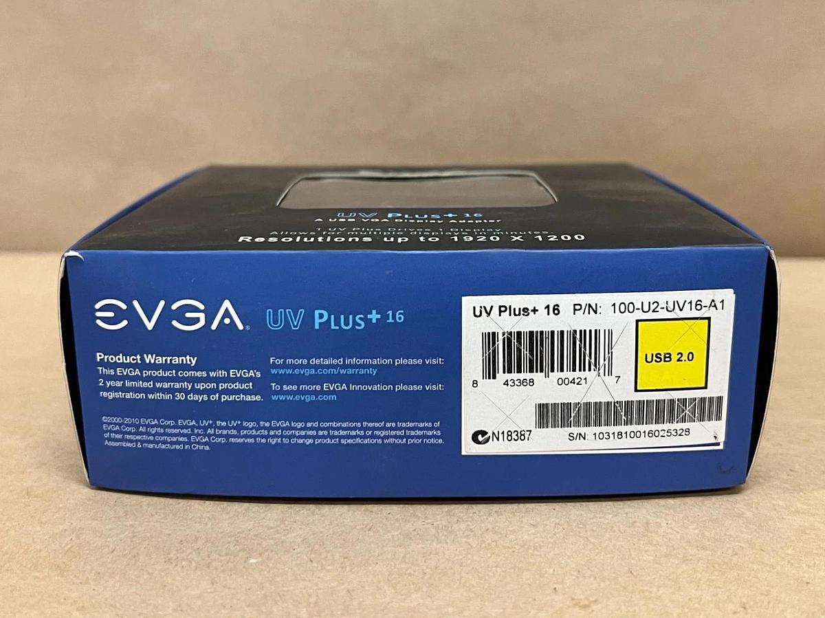 Used EVGA 100-U2-UV16-A1 UV Plus +16 USB 2.0 to DVI VGA Display Adapter *NEW*