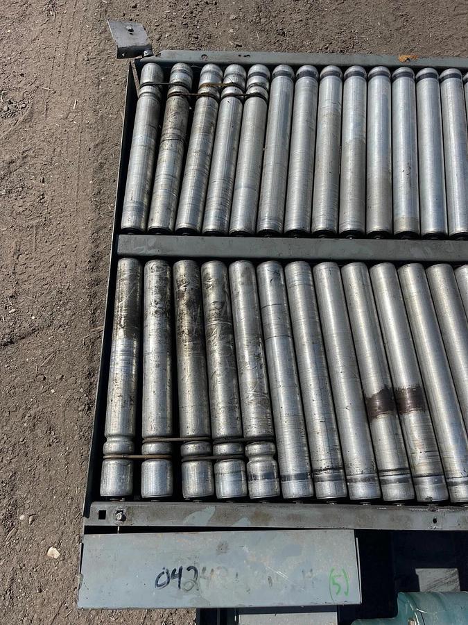 Used Power Roller Conveyor W:34” L:212” V-Belt, Baldor 1Hp, 1760RPM, Tigear 2 Gearbox