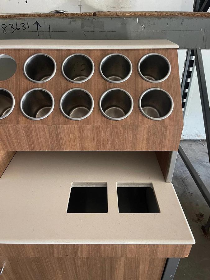 Used Custom Rolling Condiment Holder/Cabinet