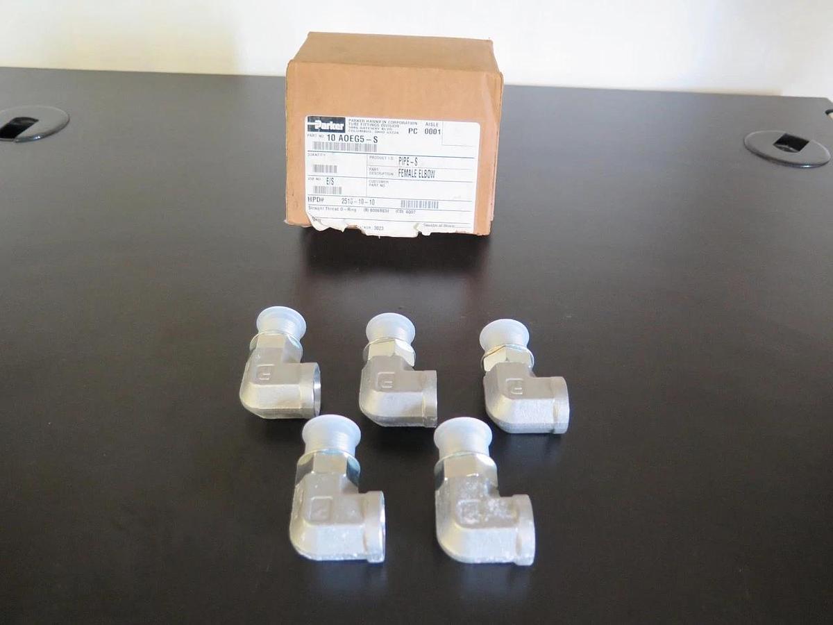 Used Parker Female Elbow 10 AOEG5-S (Lot of 10) NIB