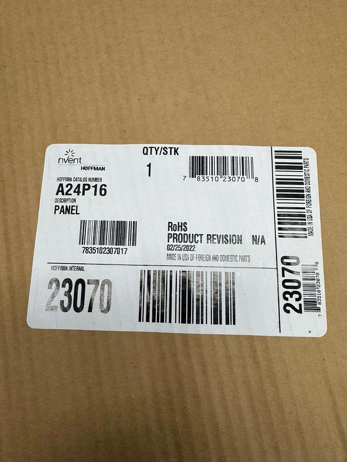 Used NVent Hoffman A24P16 Panel *NEW*