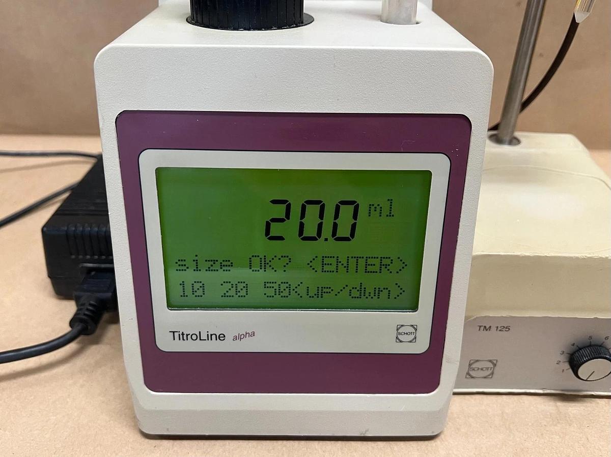 Used Schott RS-232-C TitroLine Alpha Automatic Titrator, TM 125 Mag Stirrer