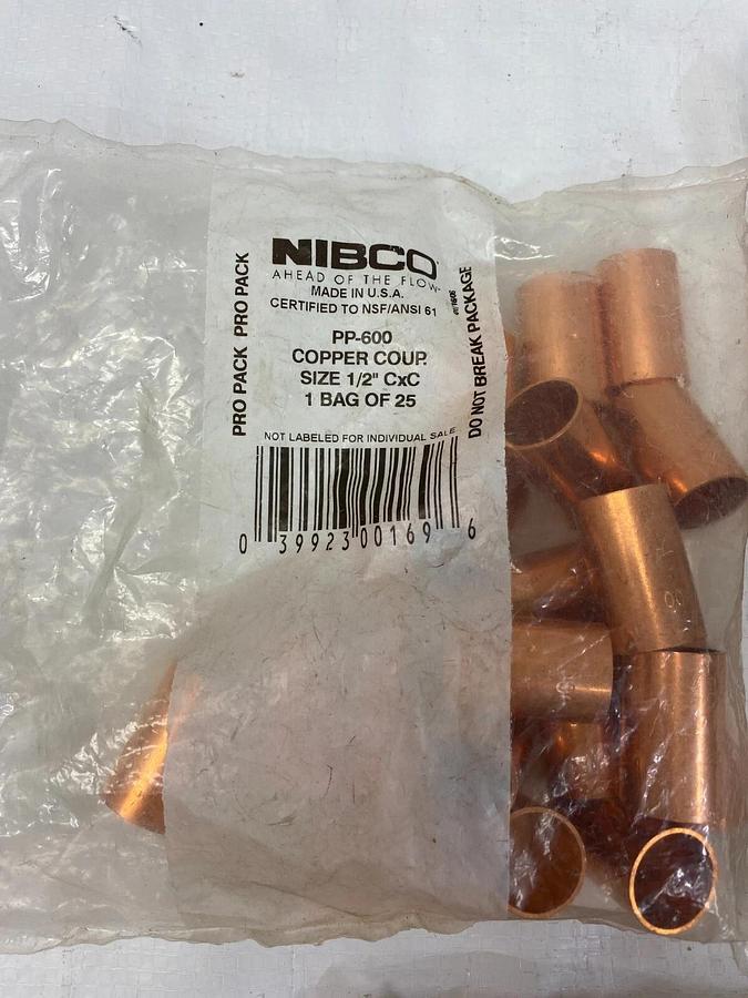 Used Nibco CP-611 Copper Tee, CP-611 Copper Tee, PP-600 Copper Coup - 45 pcs total
