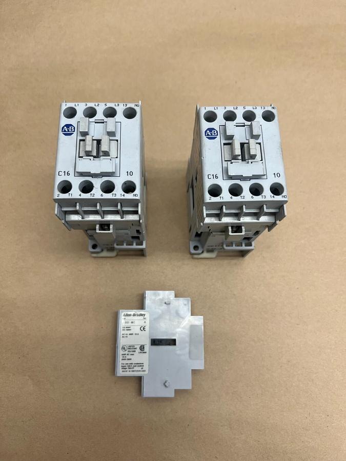 Used Allen Bradley 100-C16Z*10/ 100-MC Contactor (2) and Auxiliary Contact (1)