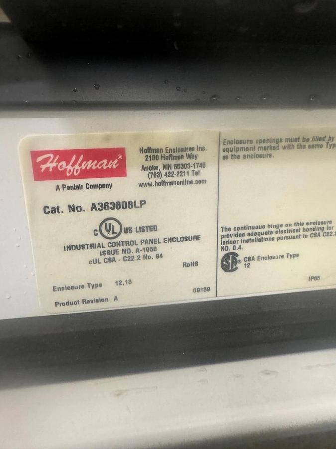Used Hoffman A363608 36”x36”x8” Wall Mount Enclosure, Enclosure Type:12,13