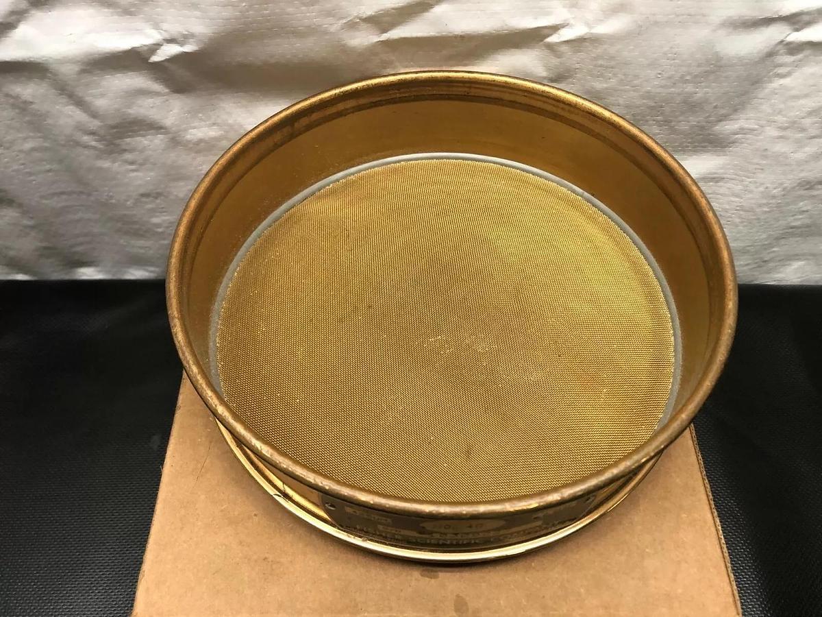 Used Fisher Scientific Brass Test Sieve, No. 40, Pore Size: 425 um, 8” Diameter
