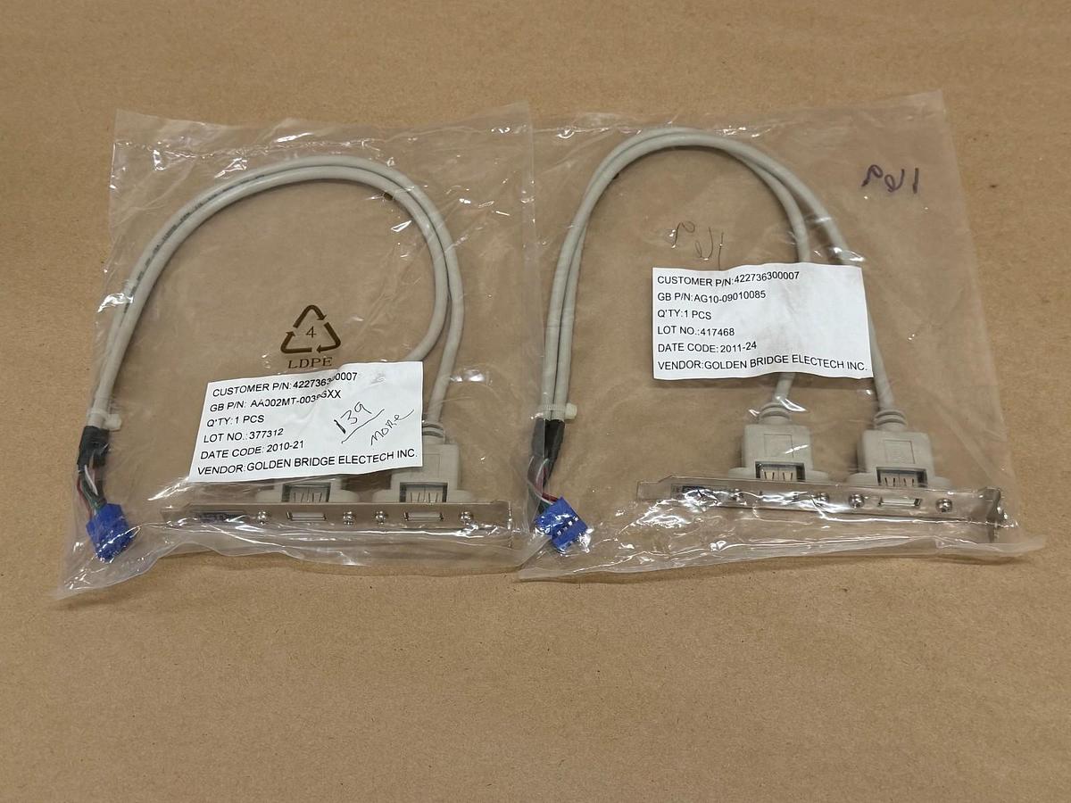 Used TYAN 422736300007 Internal USB 2.0 Cable Assembly - Lot of 2