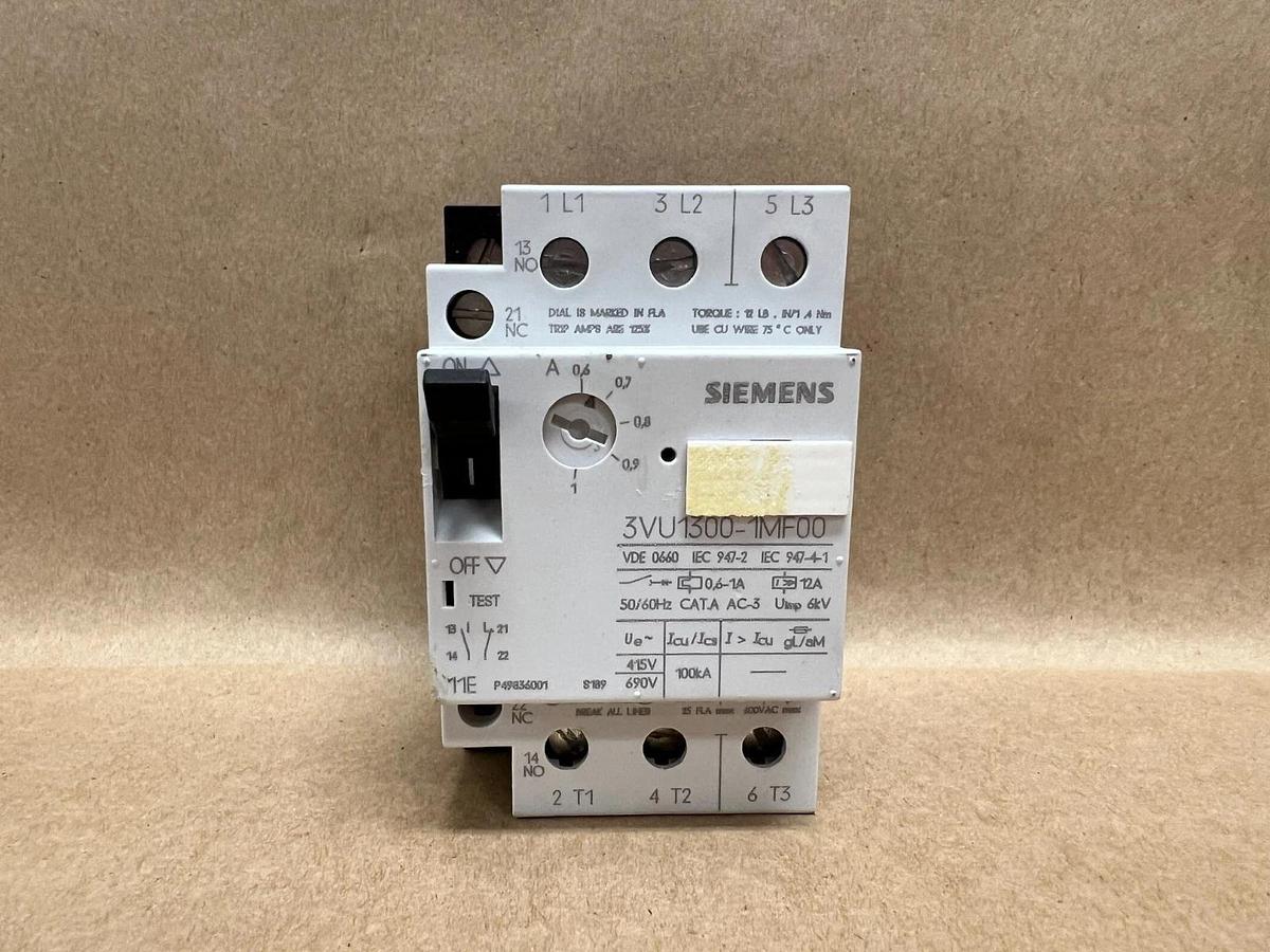 Used Siemens 3VU1300-1MF00 50/60Hz, Circuit Breaker