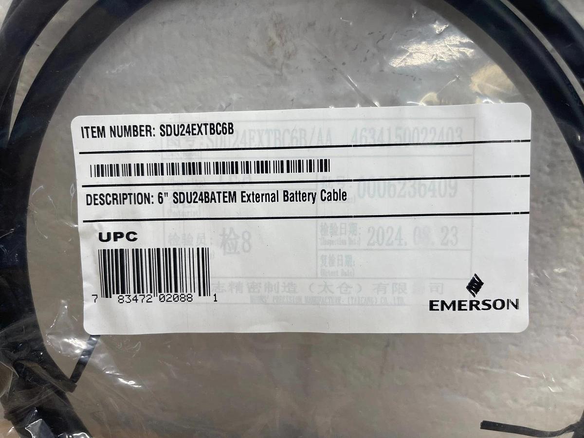 Used Emerson SDU24EXTBC6B, 6” External Battery Cable *NEW*