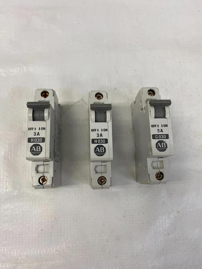 Used Allen Bradley 1492-CB1 (G 030) (3A), 1492-CB1 (H030) (3A) Circuit Breakers Ser B