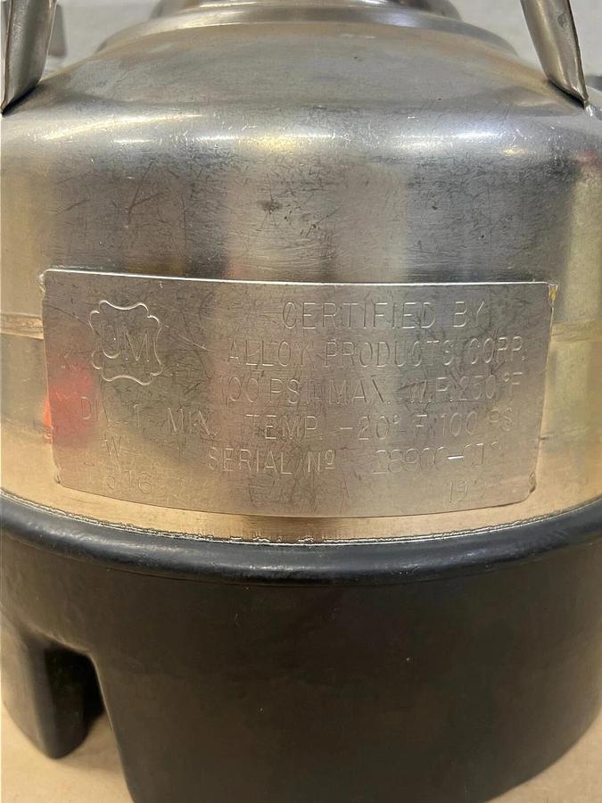 Used Alloy Products T 316 Stainless Steel Pressure Vessel, 100 PSI Max