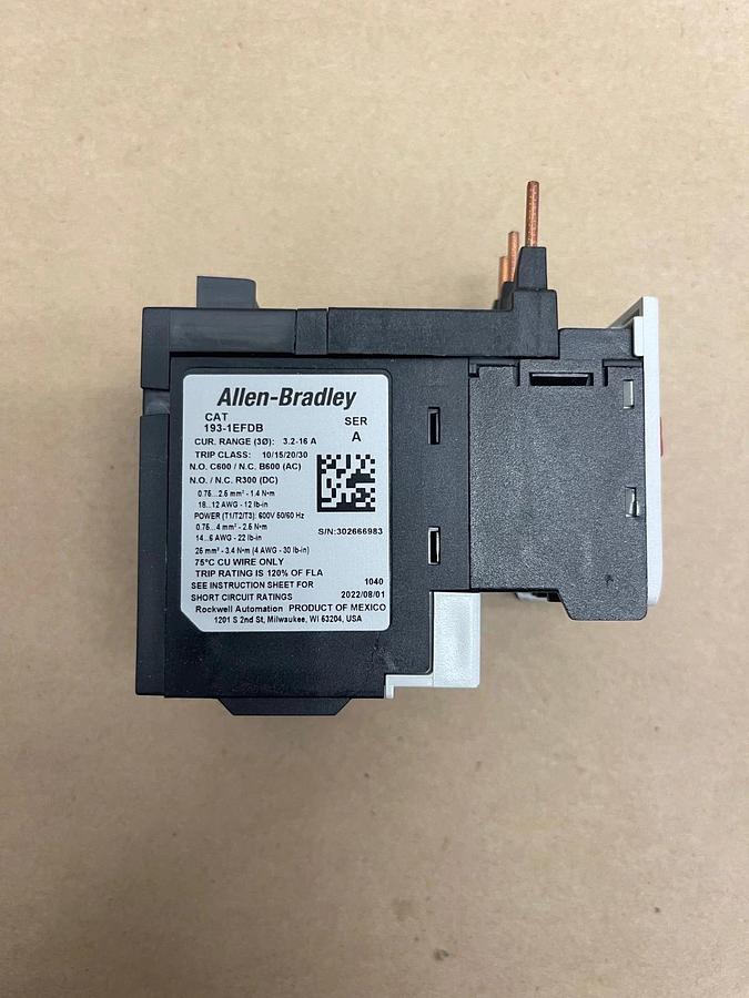 Used Allen Bradley 193-1EFDB Series A Overload Relay, Current Range 3.2-16A
