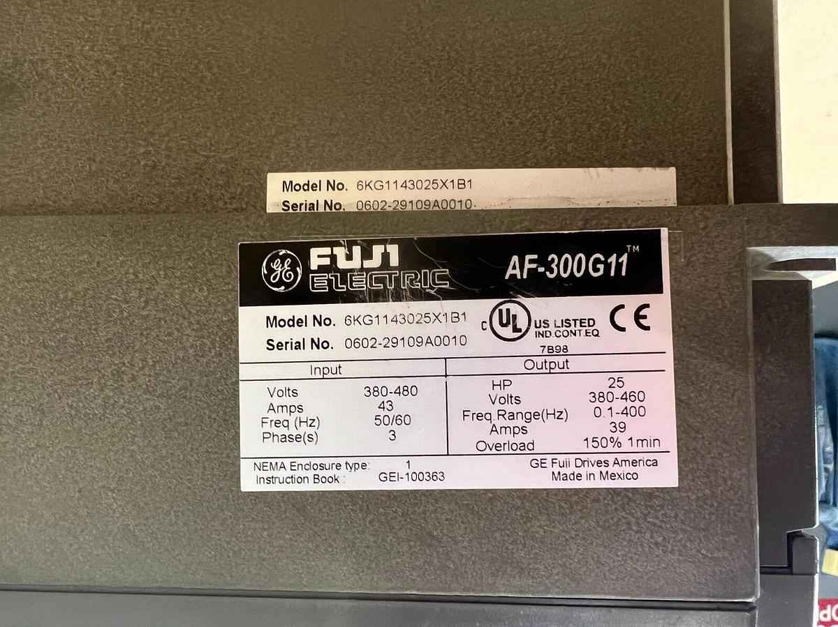Used Fuji Electric 6KG1143025X1B1 AF-300G11, 25Hp NEMA Encl Type 1, Frequency Drive