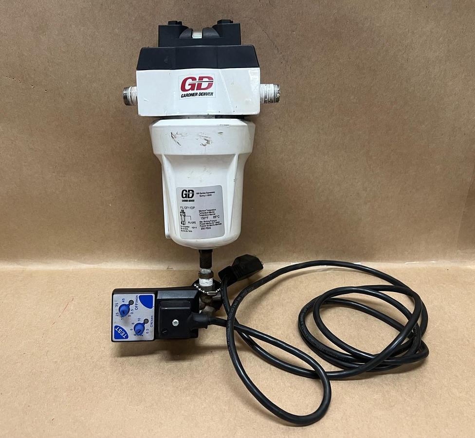 Used Gardner Denver FIL12F11DP Compressed Air Filter, Valve Controller, Analog Timer