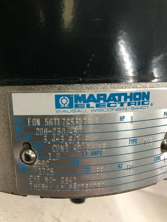 Used Marathon Motors FQN 56T17G5317F P (1 HP) (1725 RPM) 3 Phase Thermally Protected
