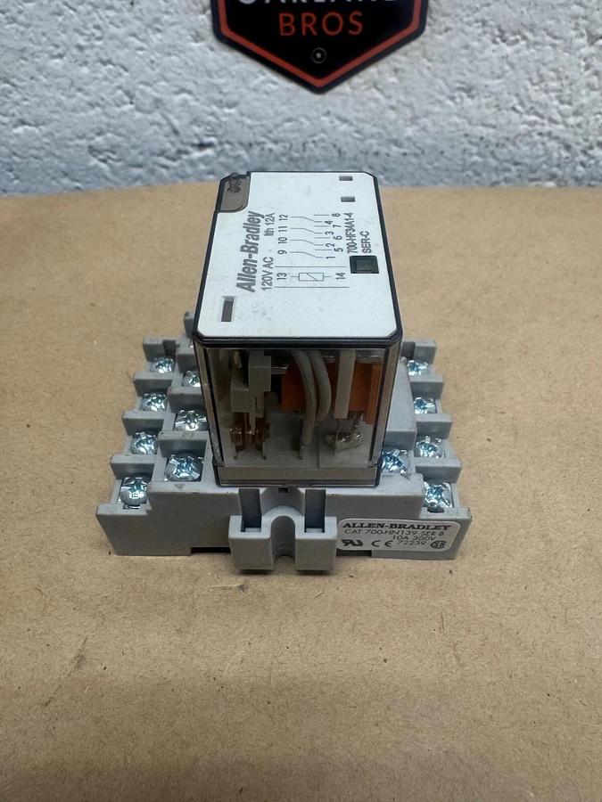 Used Allen Bradley 700-HF34A1-4 Series C Relay, 120VAC, 12A, w/ 700-HN139 Series B