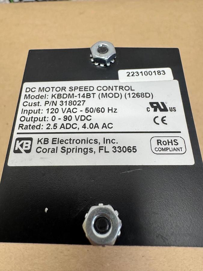 Used KB Electronics KBDM-14BT DC Motor Speed Controller Drive 120VAC 50/60Hz