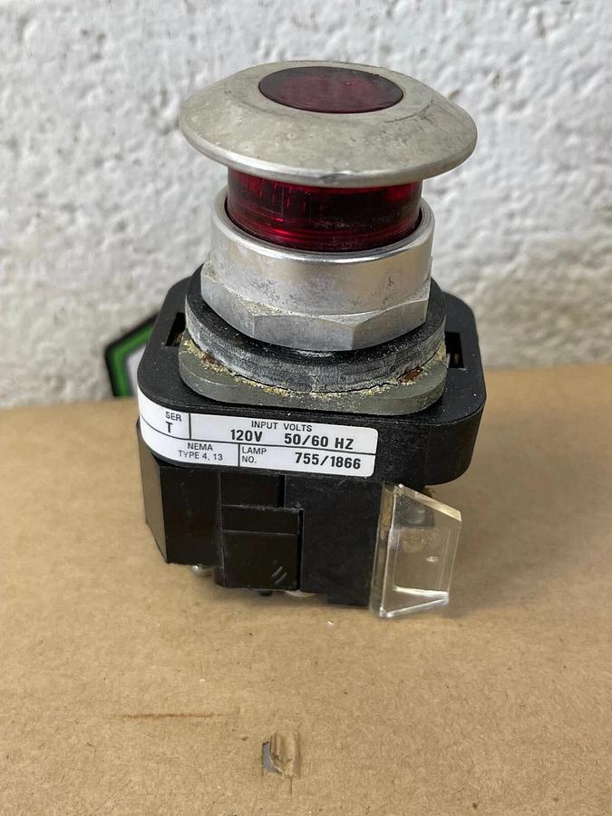 Used Allen-Bradley 800-FCP16 D4 Push-Pull Button, Illuminated, Ser T, 120V, 50/60Hz