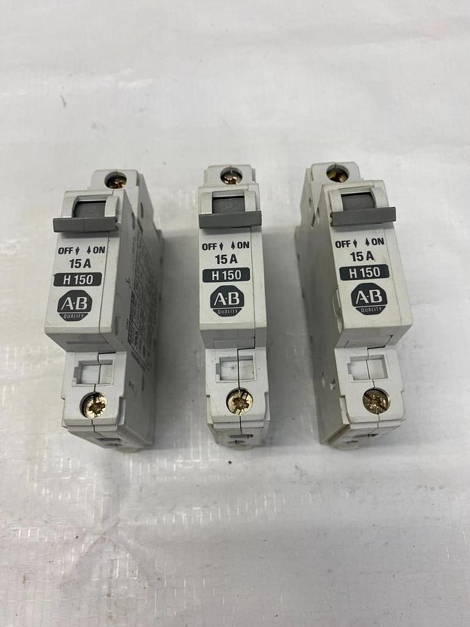 Used Allen-Bradley 1492-CB1 H 150 15A Circuit Breaker - Lot of 3
