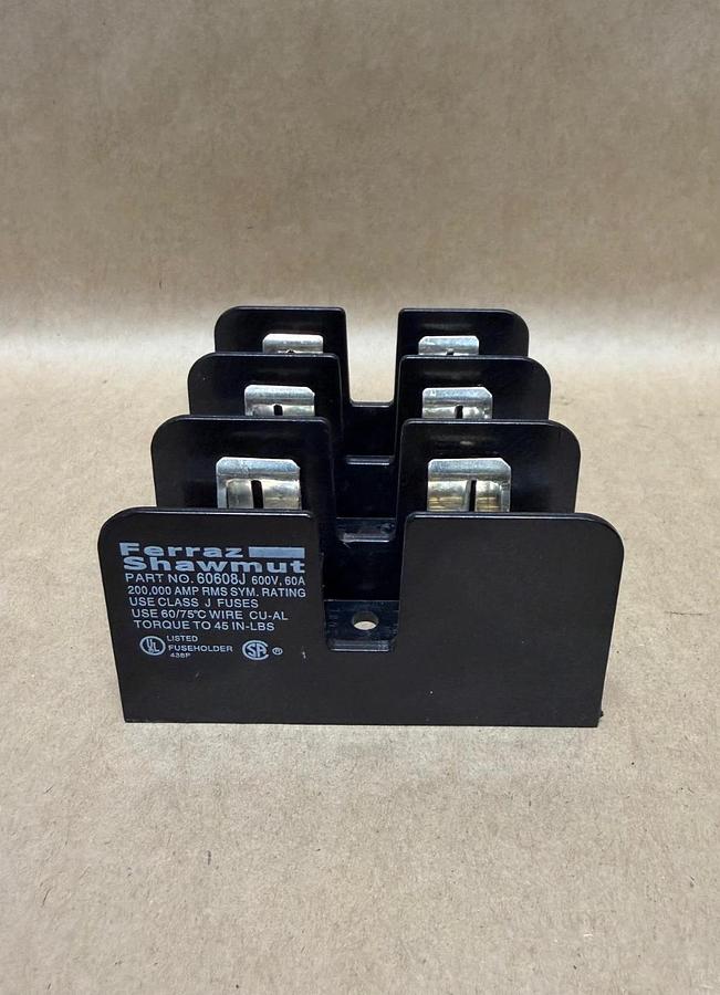 Used Ferraz Shawmut 60608J 3 Pole Fuse Block, 600V, 60A
