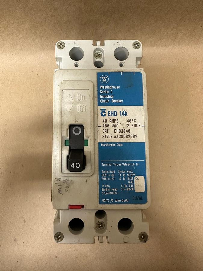 Used Westinghouse EHD 14K Series C 40A Circuit Breaker