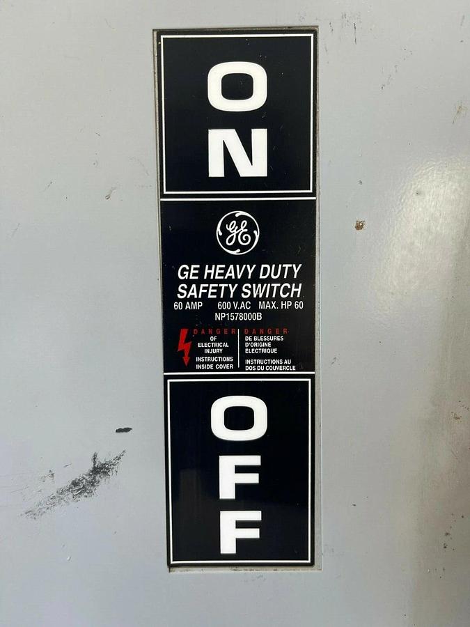Used General Electric THN3362K Heavy Duty Safety Switch 60 Amp, 600 VAC