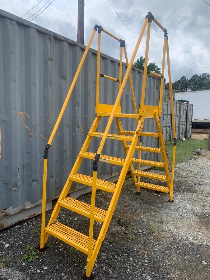 Used Vestil COL-AL-6-56-23 6 Step Steel Crossover Ladder