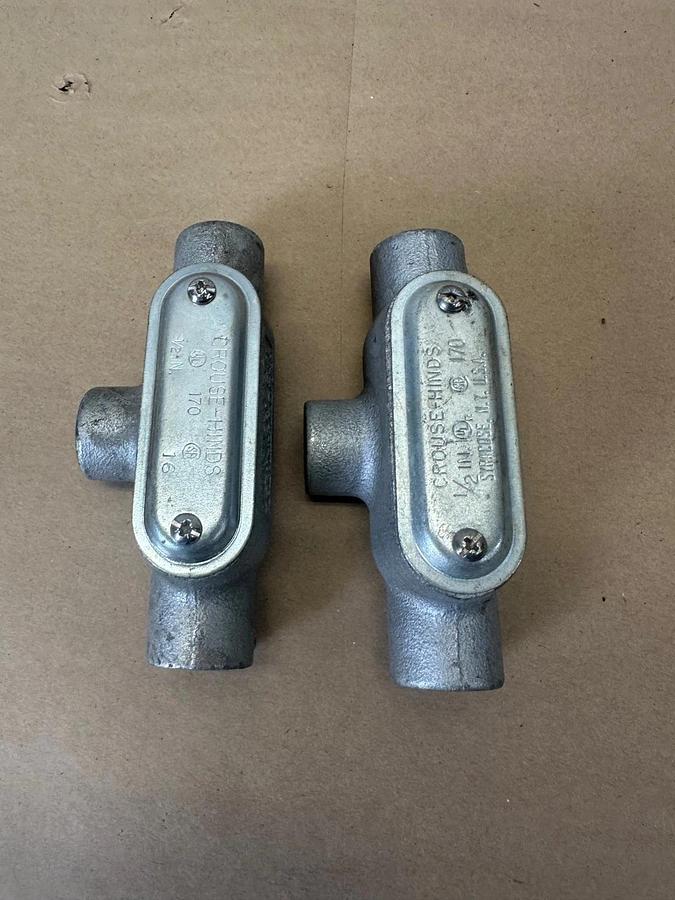 Used Crouse Hinds T17 1/2” T Conduit - Lot of 2