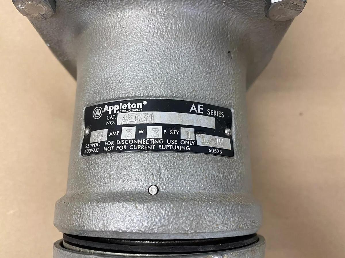 Used Appleton AE631 AE Series Receptacle Cover 60 Amp, 3W, 3P