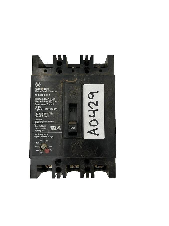 Used Westinghouse Motor Circuit Protector MCP0358, 7A, 3 Pole, 600 VAC