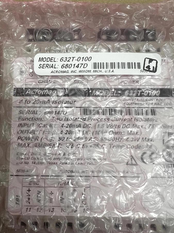 Used ACROMAG 632T-0100 Signal Conditioner/Transmitter 4 to 20mA Isolator FACTORY SEAL