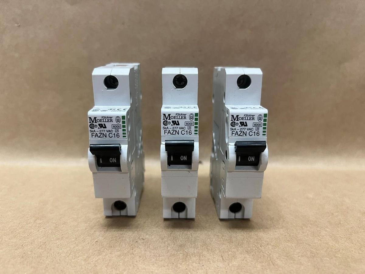 Used Moeller FAZN C16 Circuit Breaker - Lot of 3