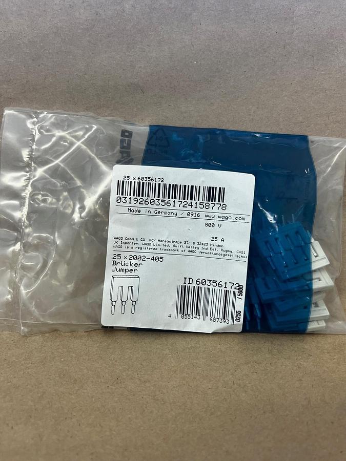 Used WAGO 2002-405, 5 Pin Jumper for 2002 Terminals (Qty 25) *FACTORY SEALED*