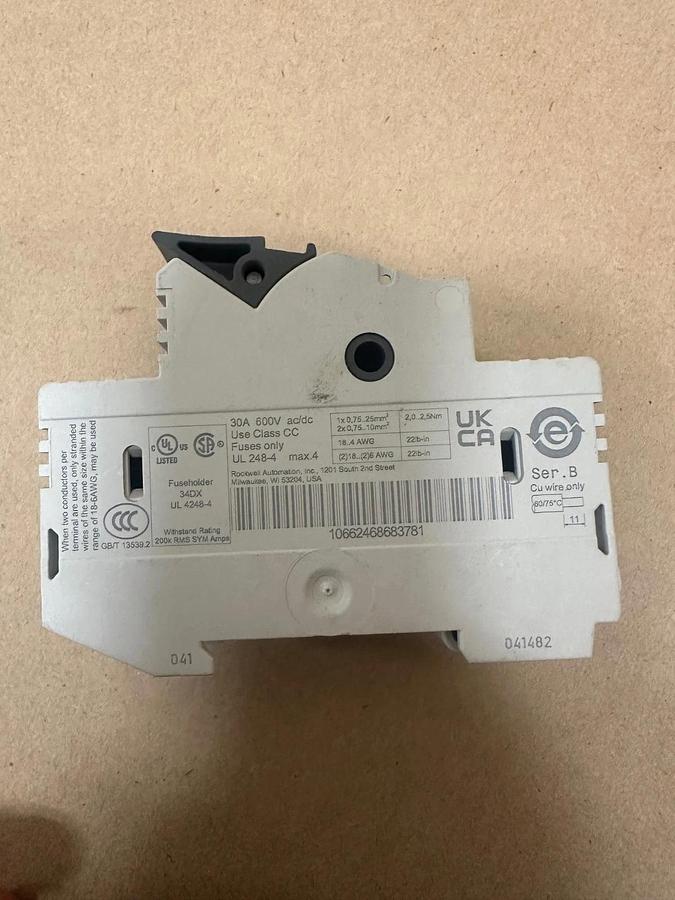 Used Allen Bradley 1492-FB2C30-L 30A, 600V Fuse Holder