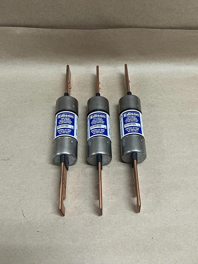 Used Edison ECSR100 Time Delay Dual Element, Current Limiting Class RK5 Fuse (3)