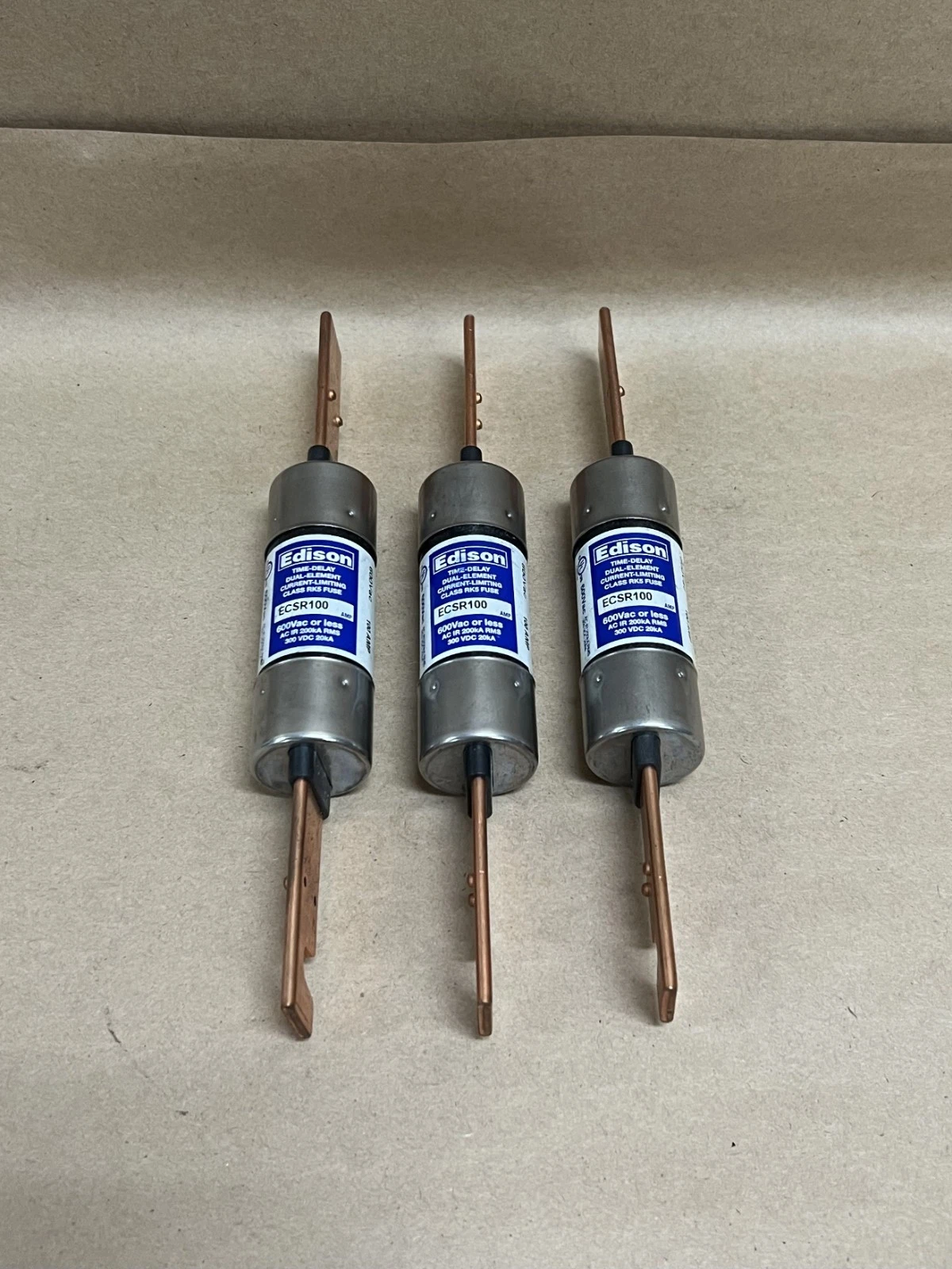 Used Edison ECSR100 Time Delay Dual Element, Current Limiting Class RK5 Fuse (3)