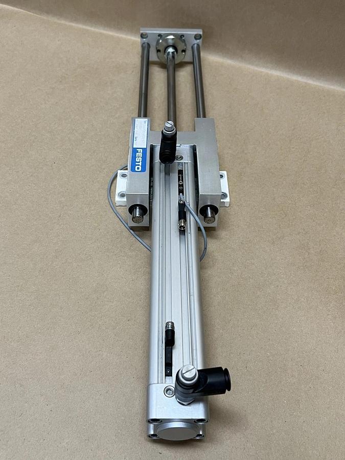 Used Festo FENG-32-200-KF Guided Pneumatic Cylinder Unit w/ DNC-32-200-PPV-A Cylinder