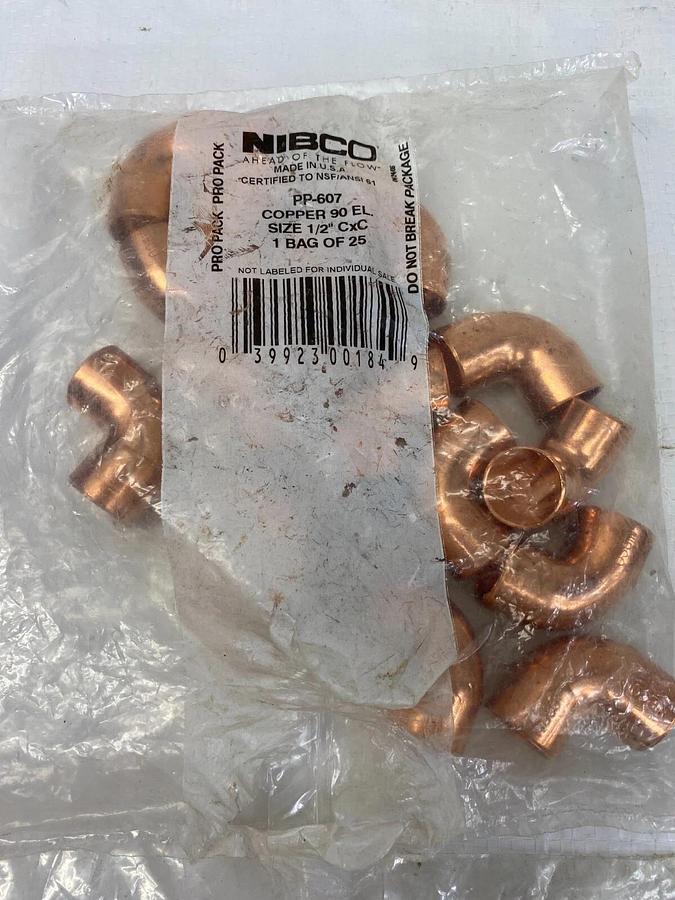 Used Nibco Assortment of Copper Fittings Lot of 8, Total 40 pcs