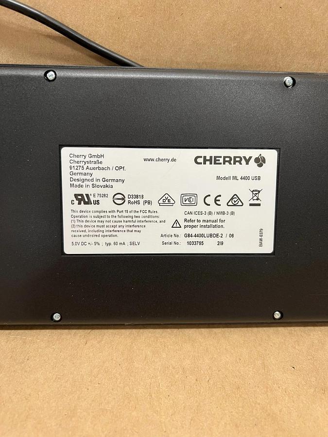 Used Cherry G84-4400 Compact Keyboard w/ Optical Trackball *NEW*