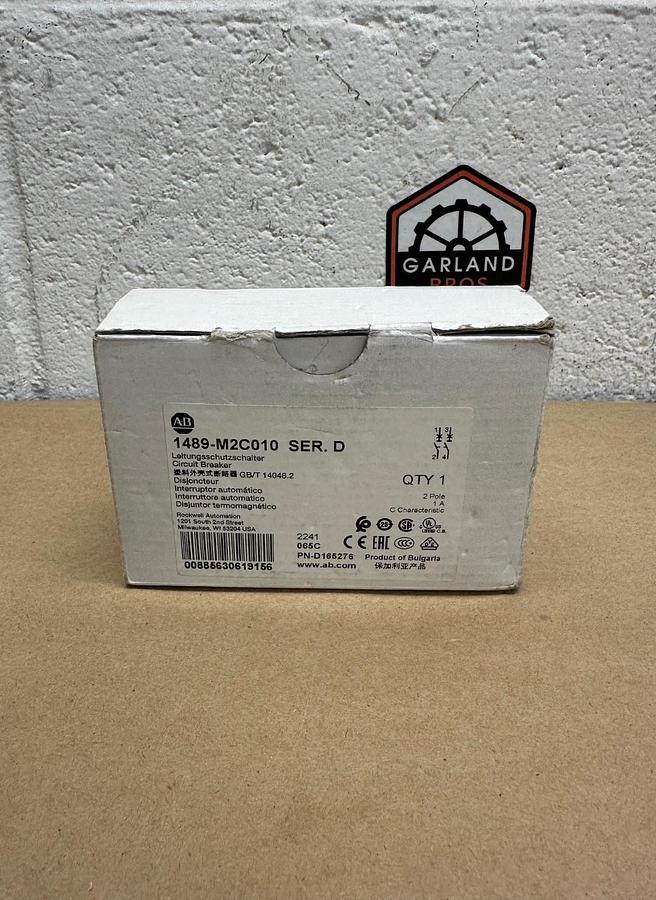 Used Allen Bradley 1489-M2C010 Ser D 2 Pole 1A Circuit Breaker *NEW*
