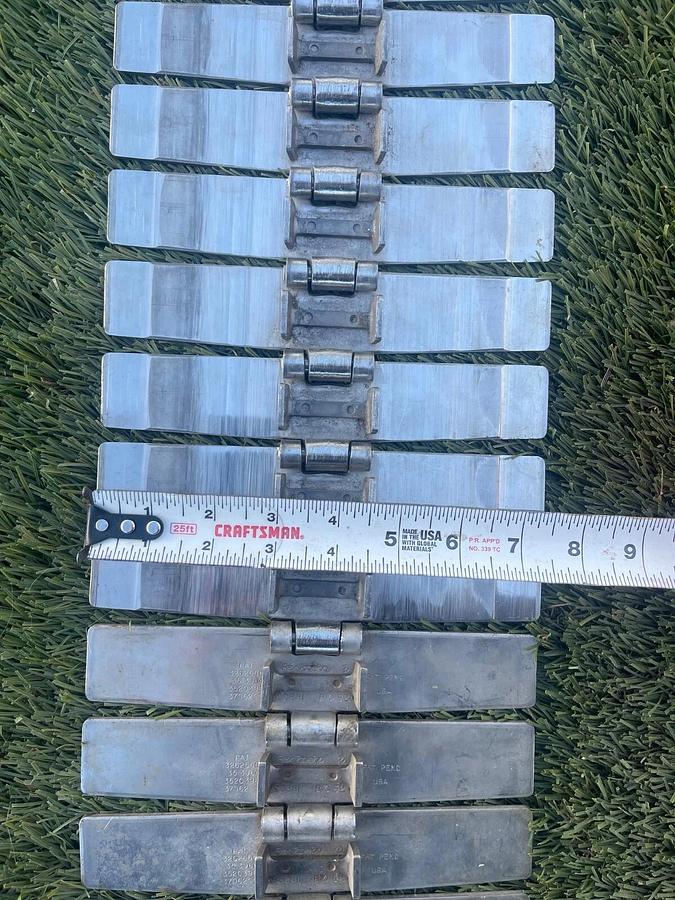 Used Rexnord SS881 BC 82 Stainless Steel Side Flexing Tabletop Chain L:185” W:7.5"