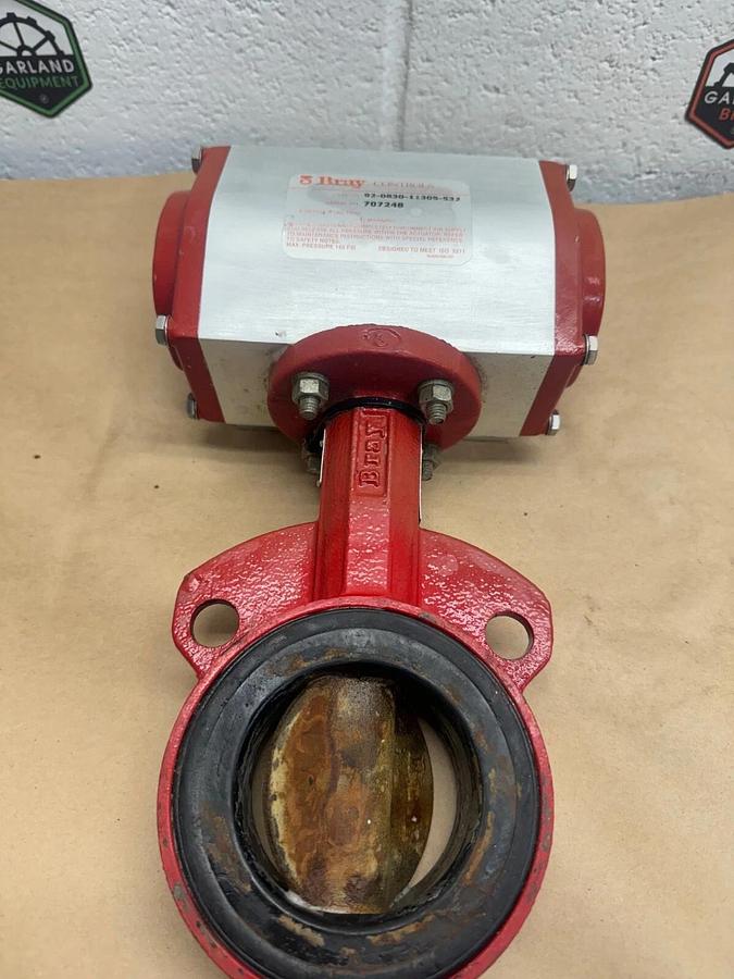 Used Bray 92-0830-11305-532 Double Acting Pneumatic Valve, 3” 2 Bolt Butterfly Valve