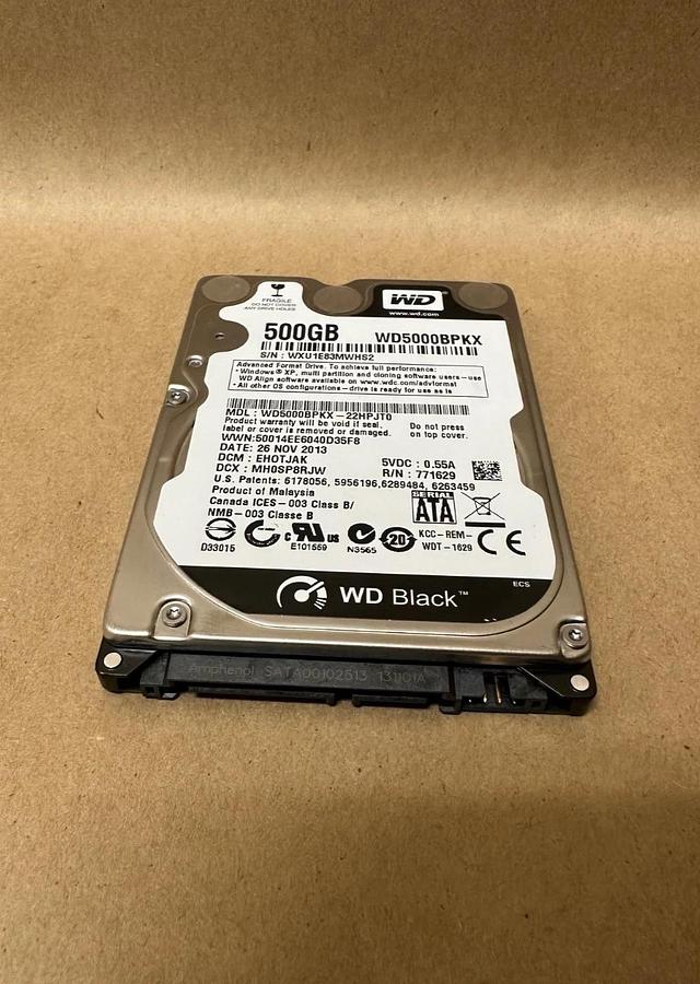 Used Western Digital WD5000BPKX Black 500GB SATA Hard Drive