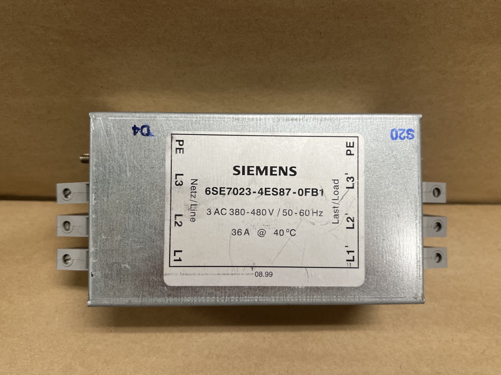 Used Siemens 6SE7023-4ES87-0FB1 36A @ 40C Interface Suppression Filter