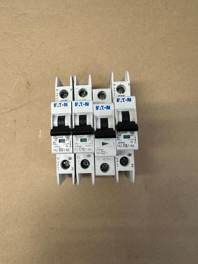 Eaton FAZ-D3, FAZ-C10, FAZ-C2, FAZ-C8 Allotment of 4 Breakers