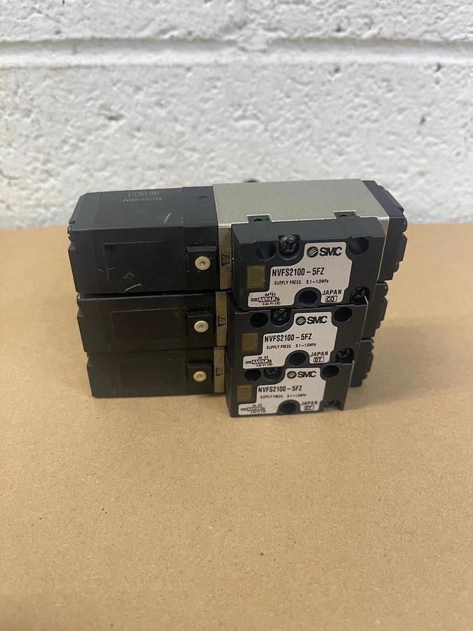 Used SMC NVFS2100-5FZ Pneumatic Solenoid Valves - Lot of 3