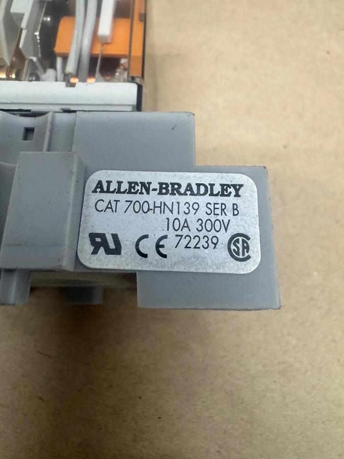 Used Allen Bradley 700-HF34A1-4 Series C Relay, 120VAC, 12A, w/ 700-HN139 Series B