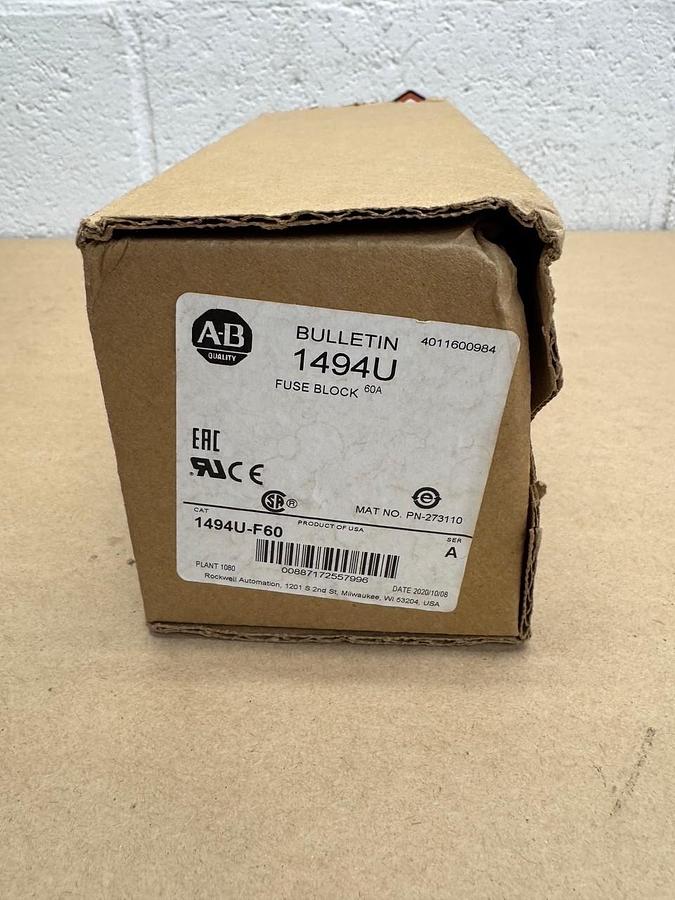 Allen Bradley 1492U-F60 Ser A Fuse Block, 60A *NEW*